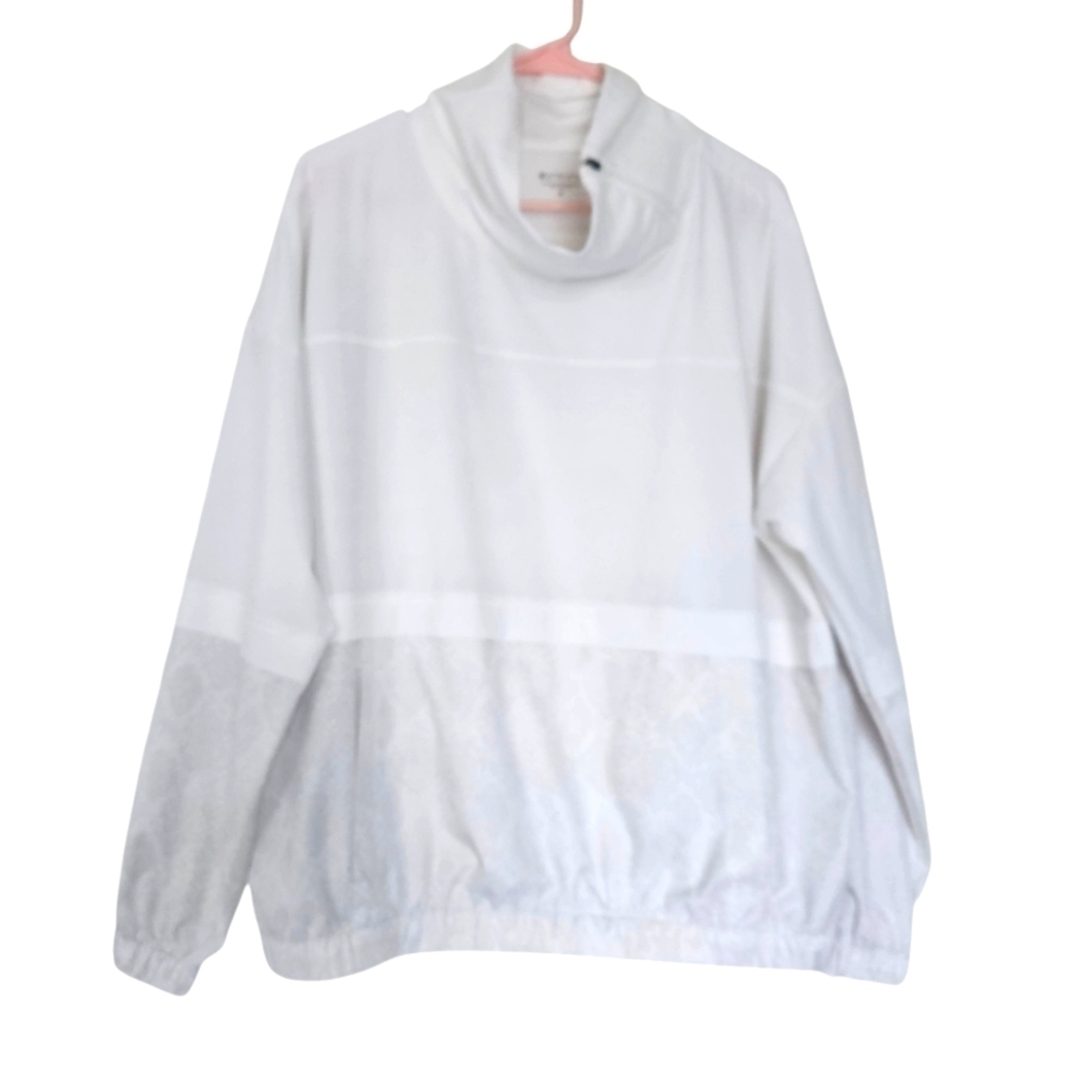 ATHLETA Run With It Half Zip Printed pearl white python Sz M